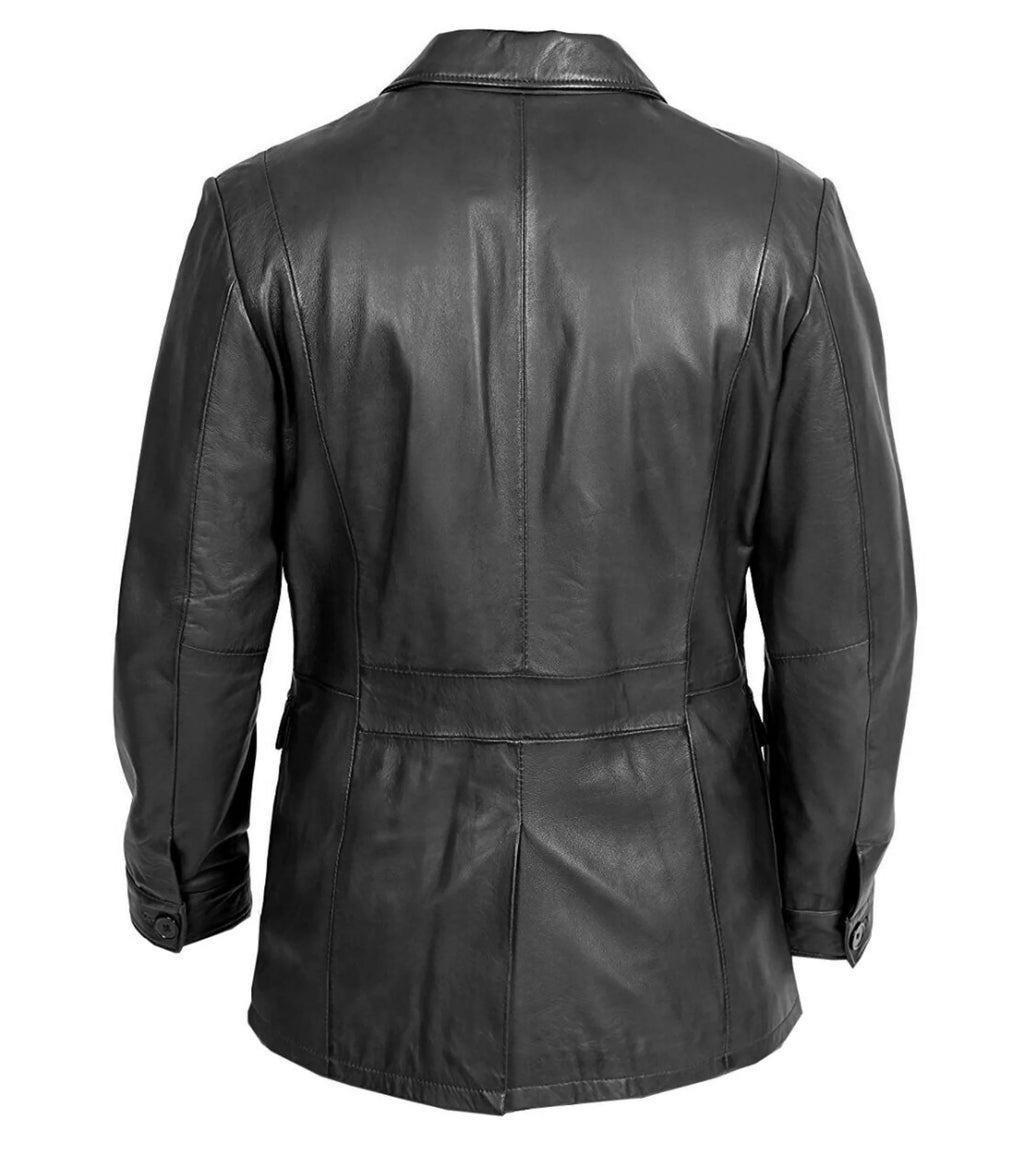 Lucas Black Leather Peacoat