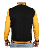 Men's Black and Yellow Varsity Letterman Jacket