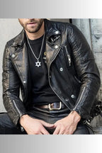 Allaric Alley Black Leather Biker Jacket