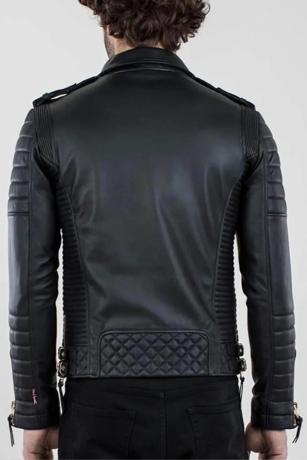 Ezra Black Quilted Leather Biker Jacket