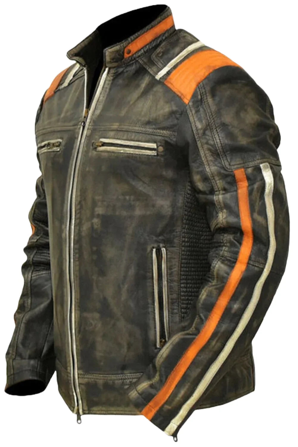 Retro 3 Men's Vintage Leather Cafe Racer Biker Jacket