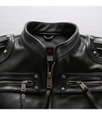 Ian Black Quilted Leather Biker Vest