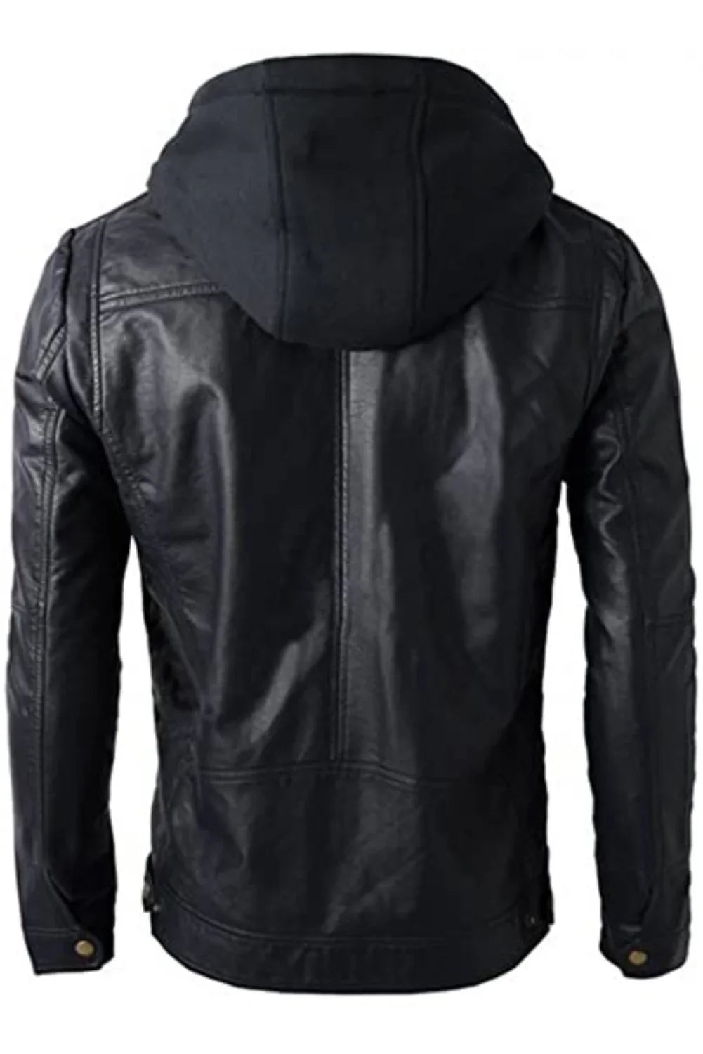 Abel Removable Hooded Black Leather Biker Jacket