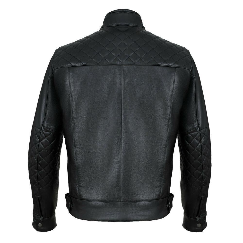 Mens's Black Motorcycle Diamond Leather Jacket CE Protection Cowhide