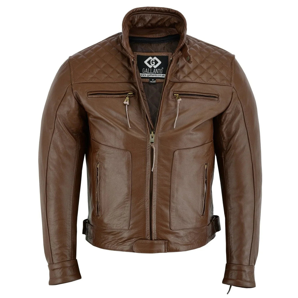 Mens's Black Motorcycle Diamond Leather Jacket CE Protection Cowhide