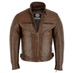 Mens's Black Motorcycle Diamond Leather Jacket CE Protection Cowhide