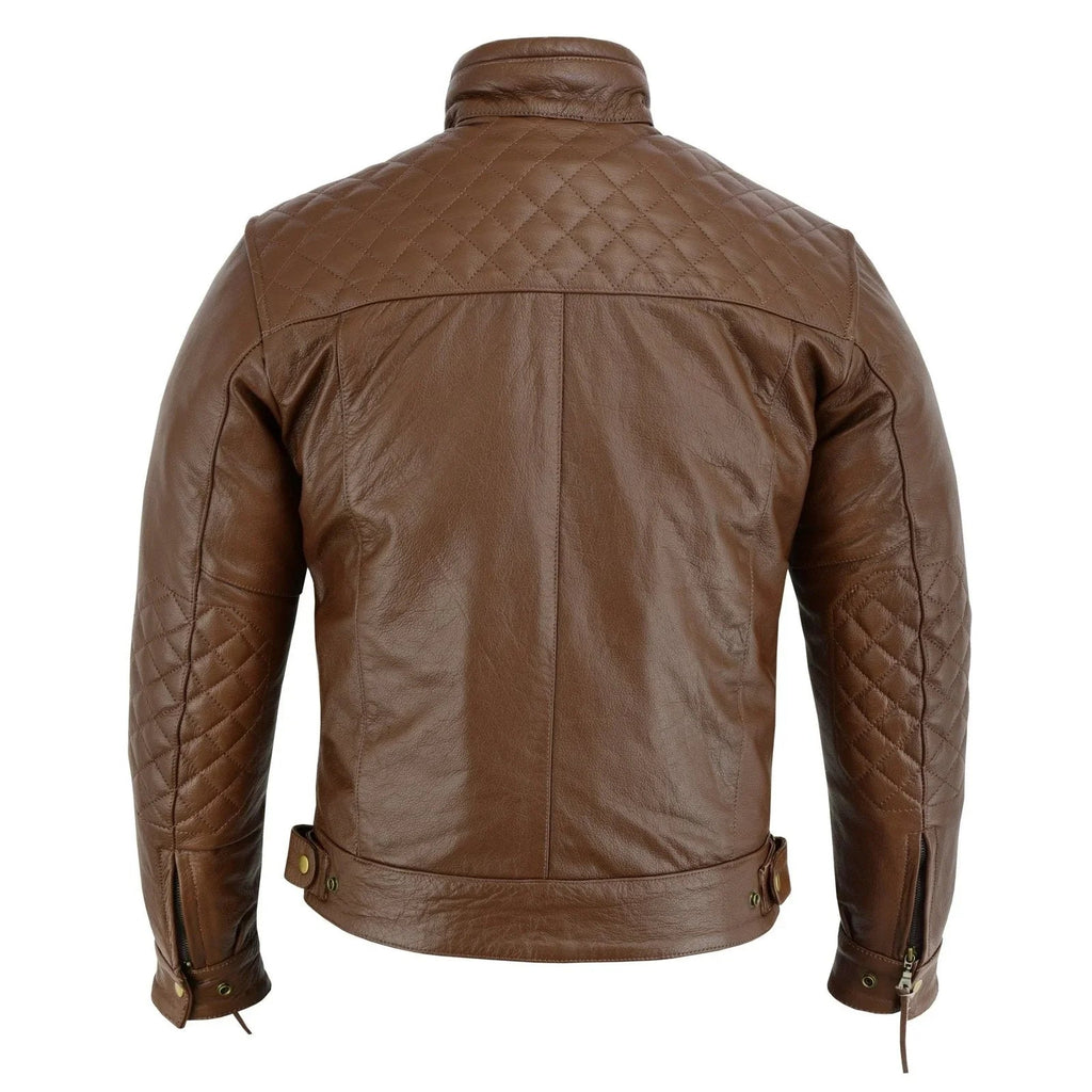 Mens's Black Motorcycle Diamond Leather Jacket CE Protection Cowhide