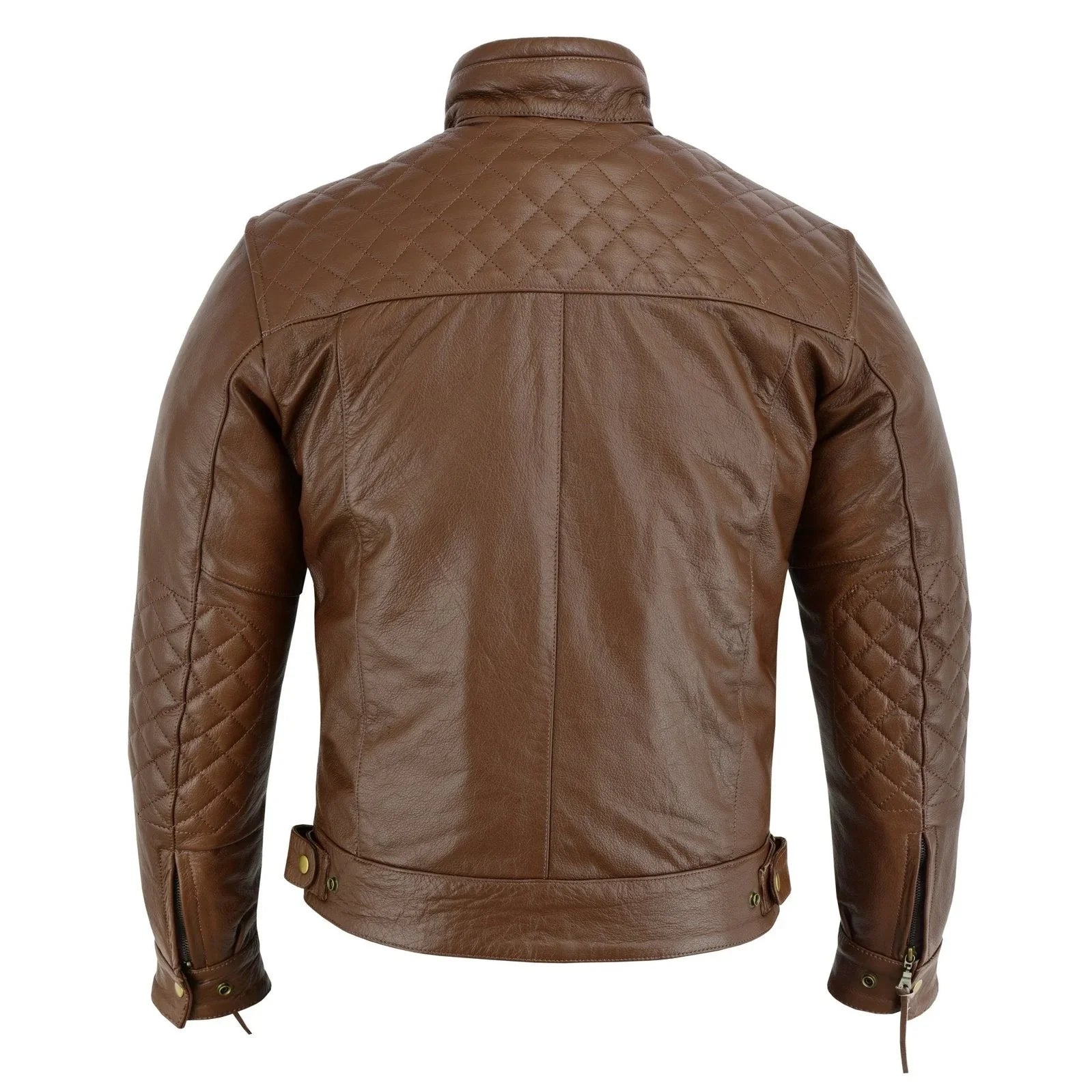 Mens's Black Motorcycle Diamond Leather Jacket CE Protection Cowhide