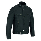 Moto Classic Black Waxed Cotton Motorcycle Jacket Textile Biker