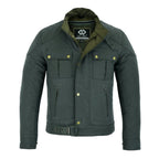 Moto Classic Olive Green Waxed Cotton Motorcycle Jacket Textile Biker