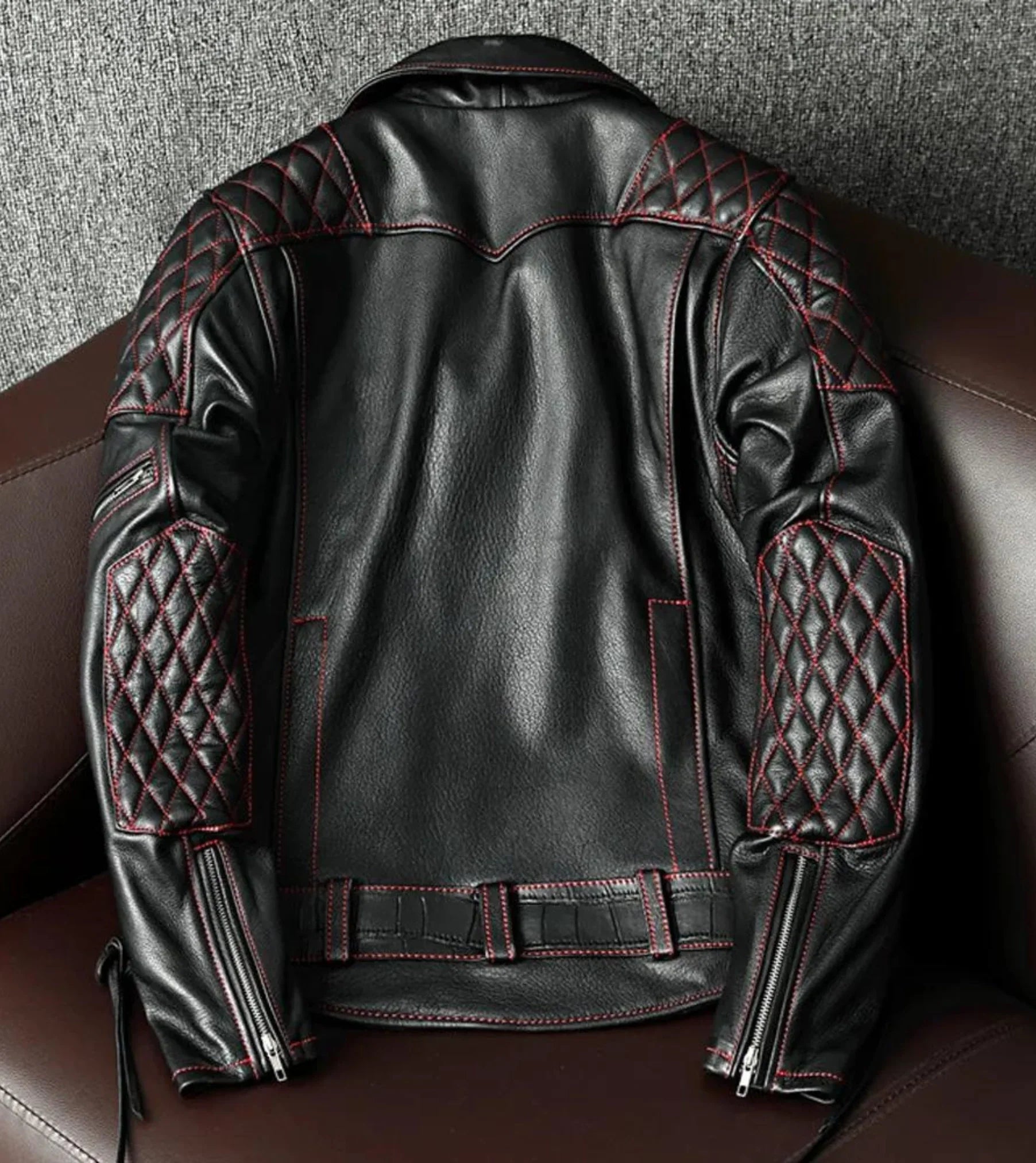 Elliot Quilted Black Leather Motorcycle Jacket