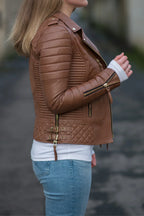 Alison Brown Quilted Leather Biker Jacket