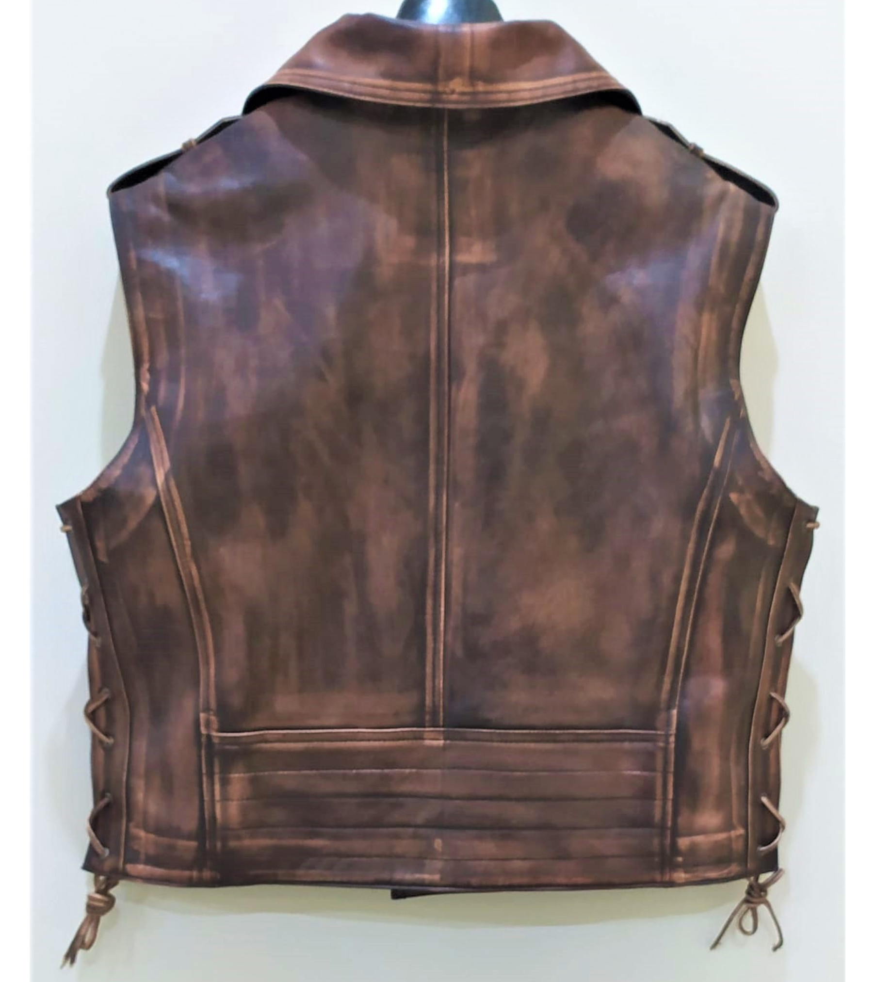 Sullivan Distressed Brown Leather Biker Vest