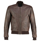 Perforated Brown Bomber Vintage Motorcyle Leather Jacket
