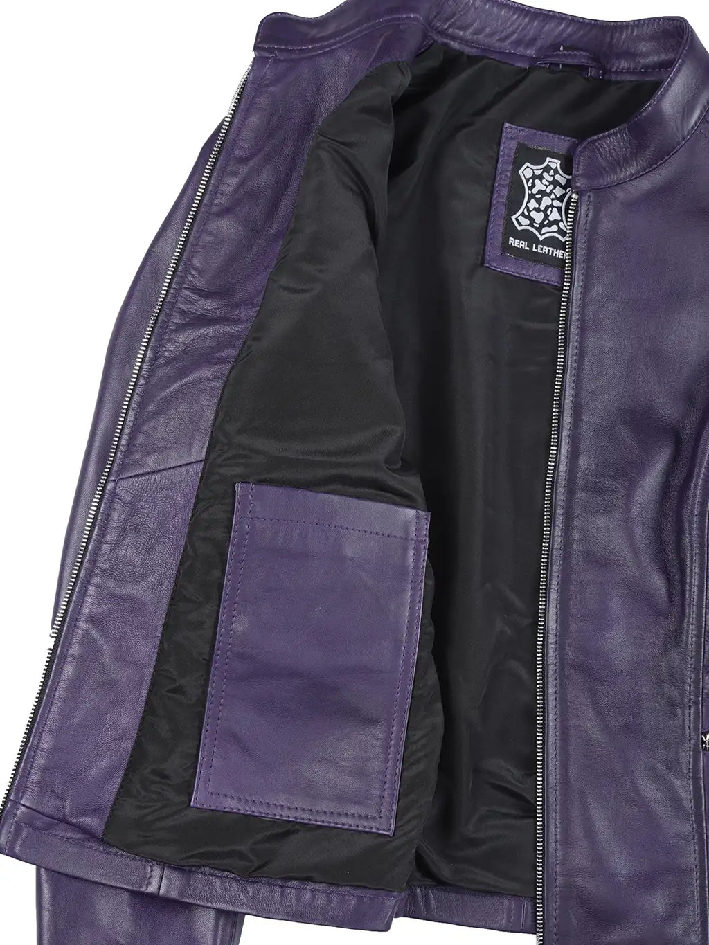 Rachel Women's Biker Style Purple Leather Jacket