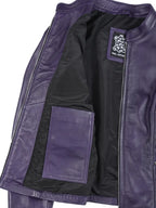 Rachel Women's Biker Style Purple Leather Jacket