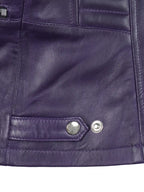 Rachel Women's Biker Style Purple Leather Jacket