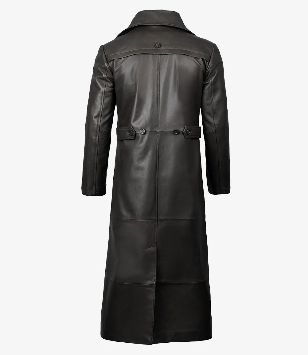 Jackson Men's Black Leather Long Duster Coat