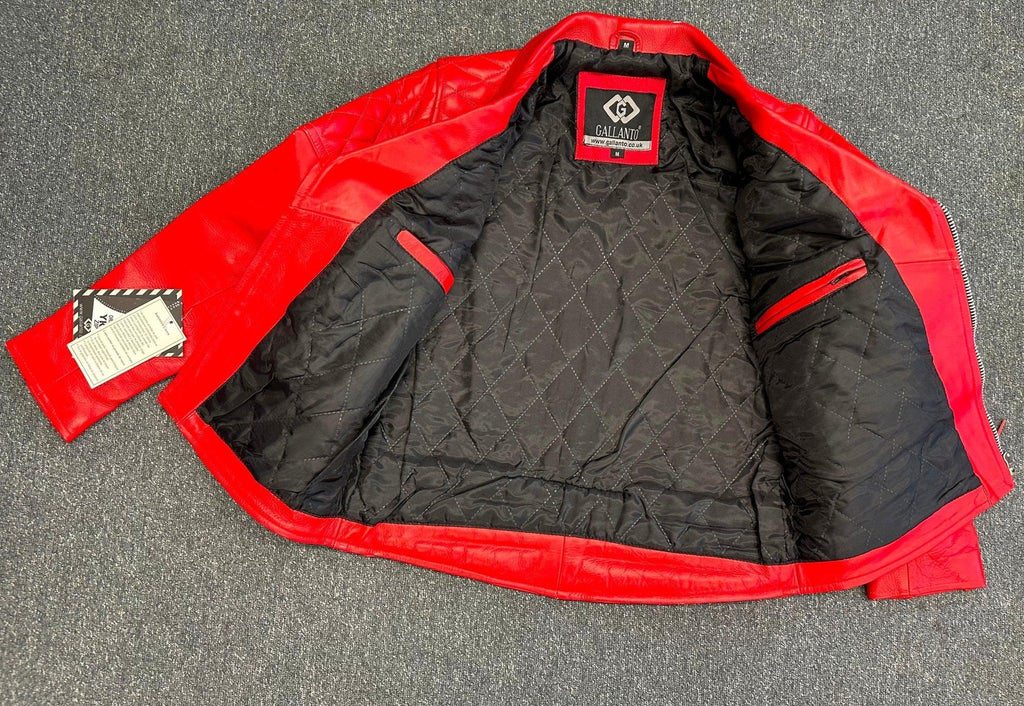 Red Diamond Mens Biker Leather Jacket