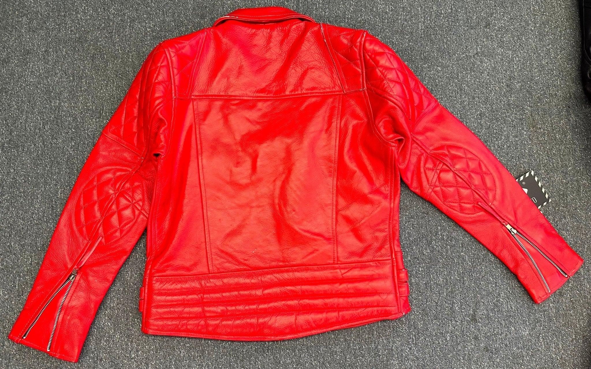 Red Diamond Mens Biker Leather Jacket