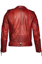 Inferno Vintage Red Leather Biker Jacket