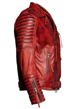 Inferno Vintage Red Leather Biker Jacket