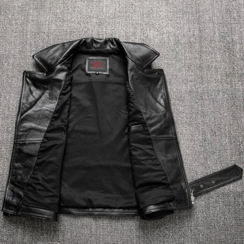 Reeves Black Leather Biker Vest