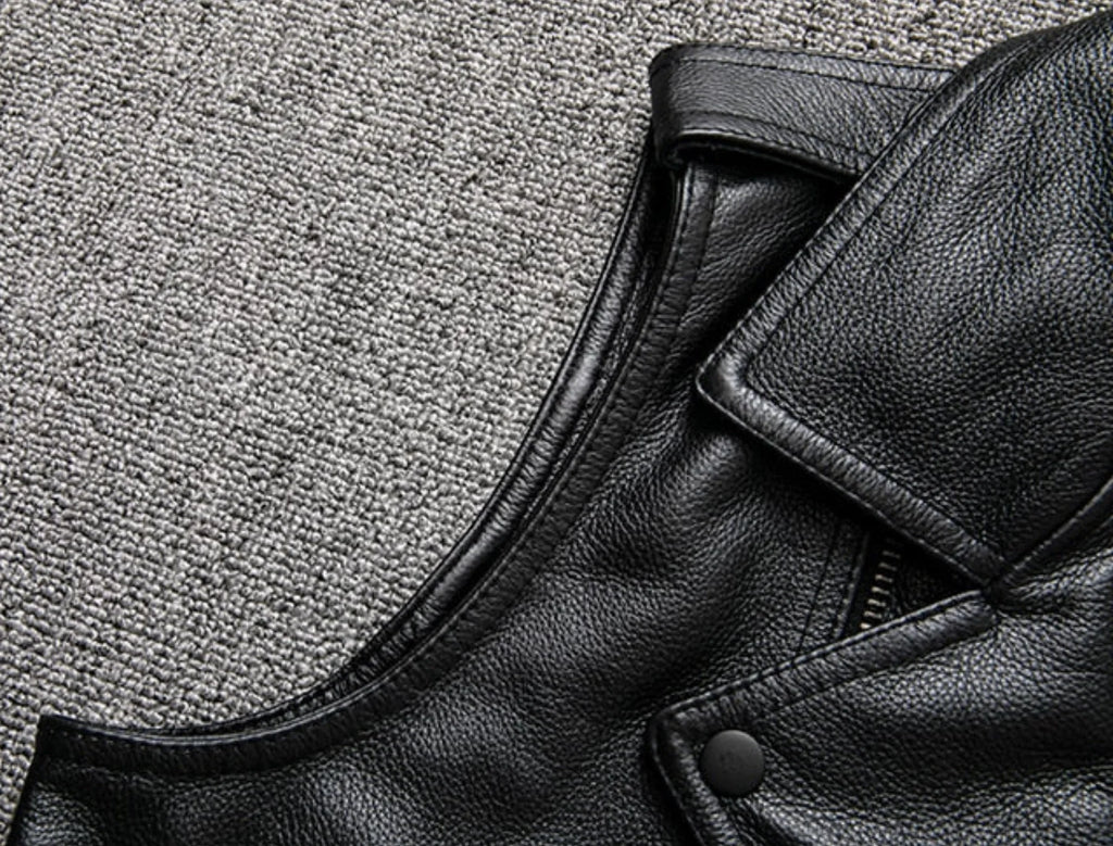 Reeves Black Leather Biker Vest
