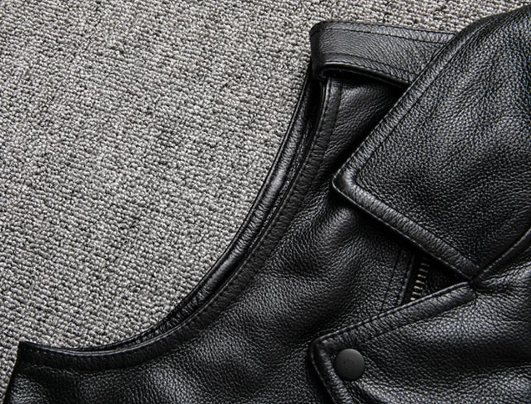 Reeves Black Leather Biker Vest