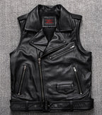 Reeves Black Leather Biker Vest