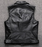 Reeves Black Leather Biker Vest
