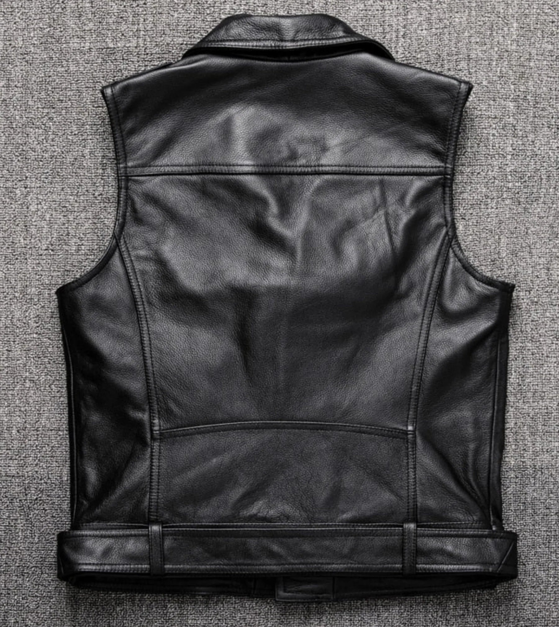 Reeves Black Leather Biker Vest