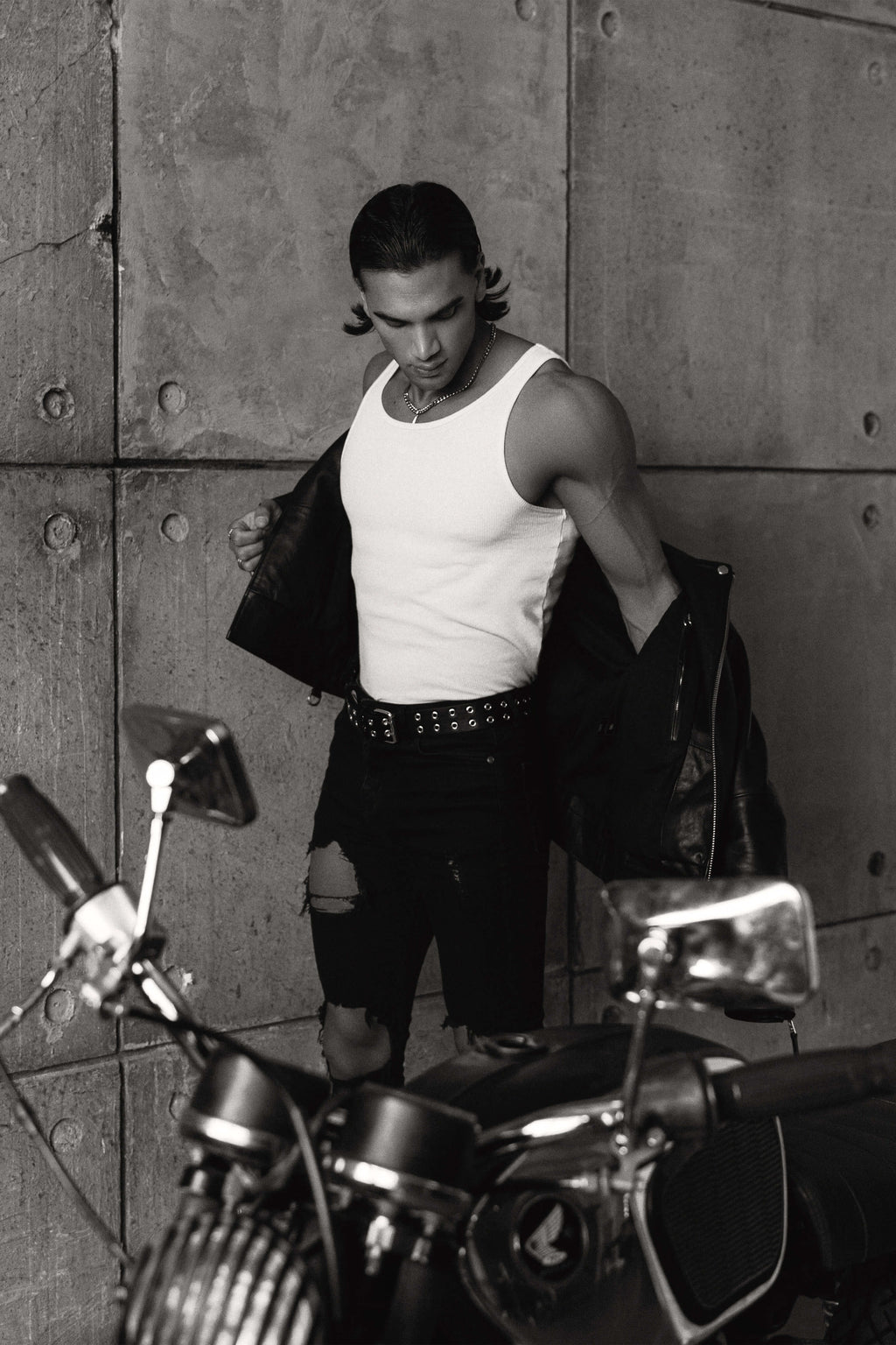 Refined Biker: V Fit Leather Jacket Tall