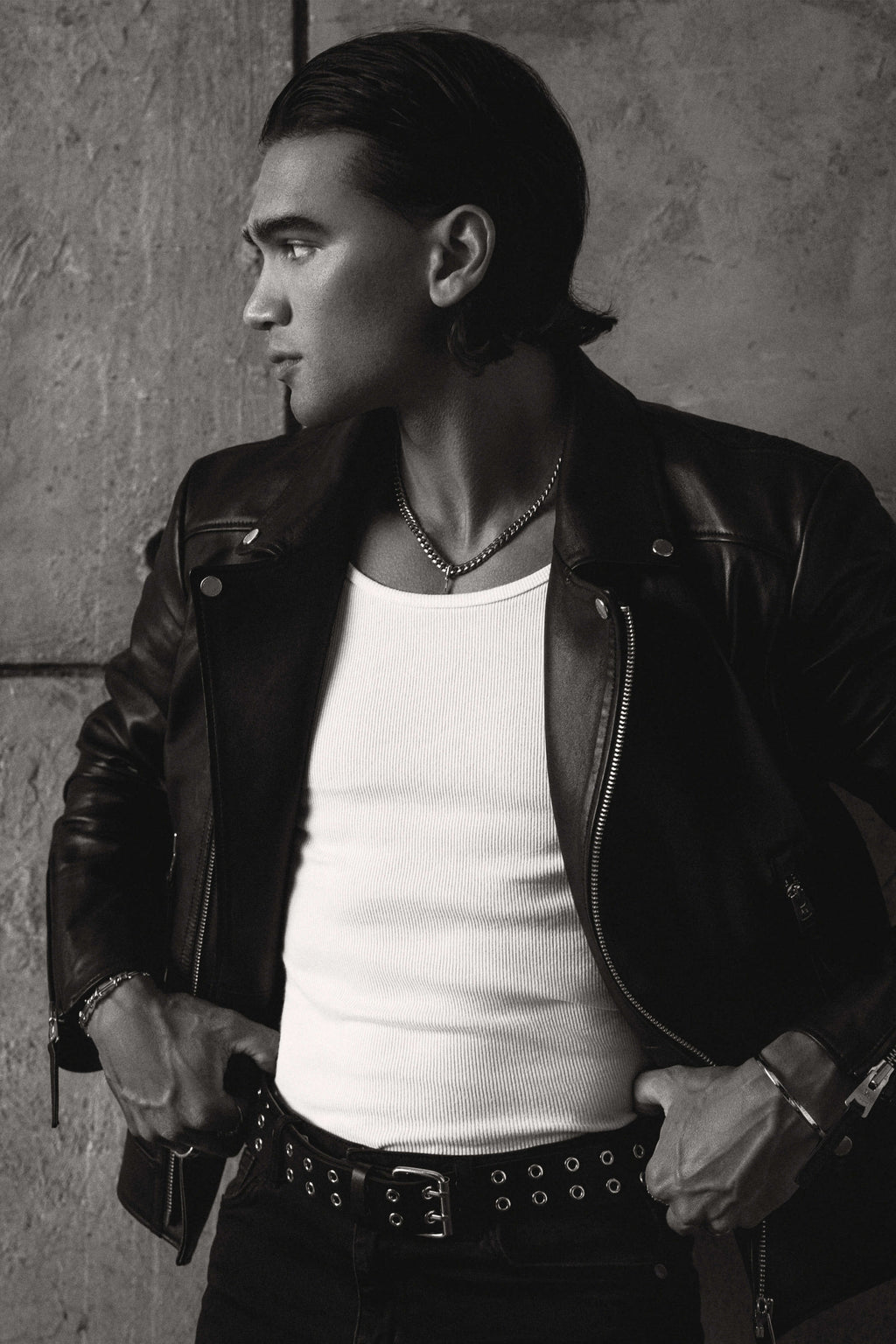 Refined Biker: V Fit Leather Jacket Tall