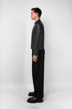 Refined Racer Collarless Leather Jacket