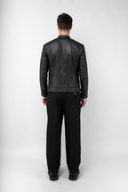 Refined Rider Collarless Leather Jacket