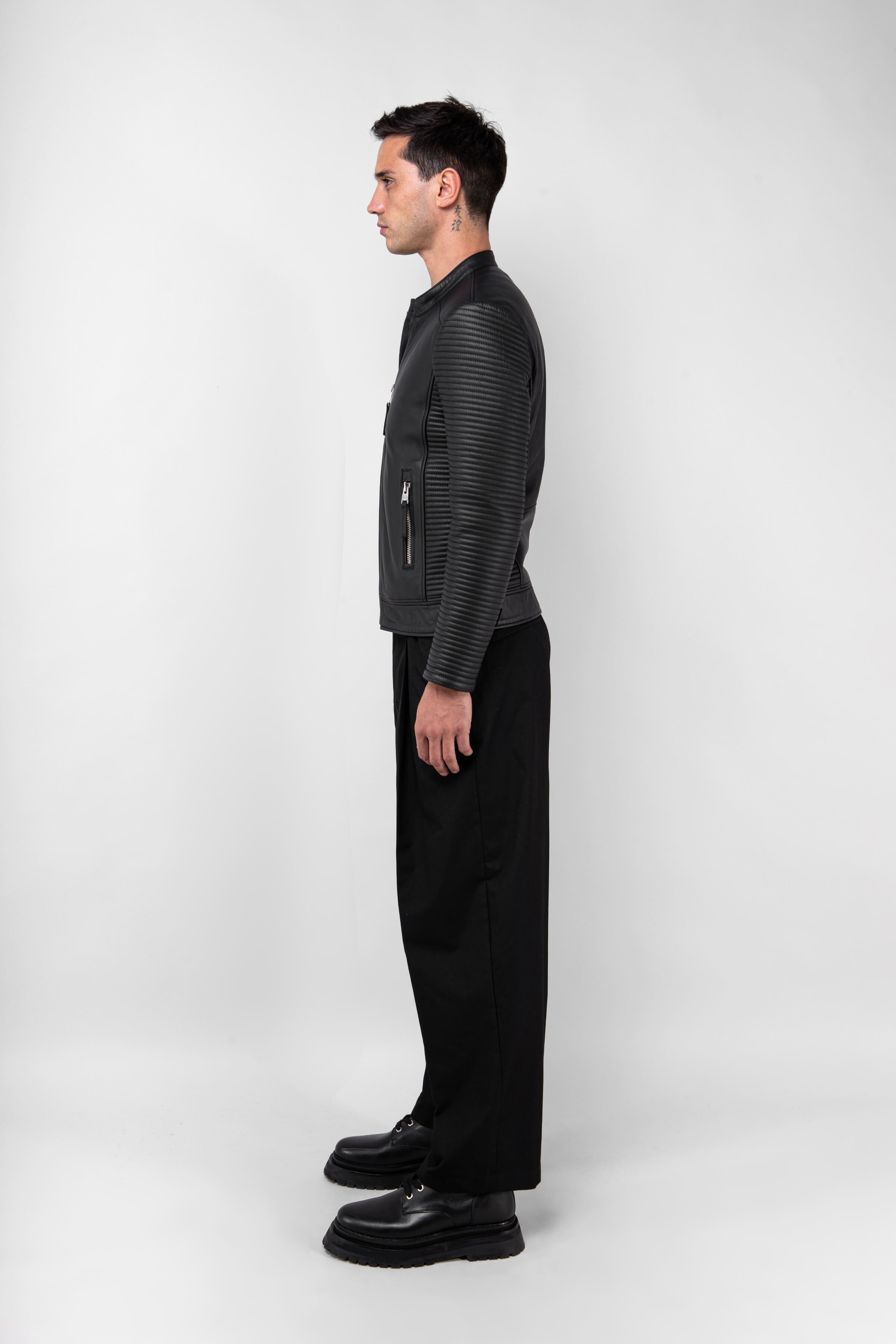 Refined Rider Collarless Leather Jacket