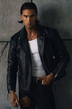 Refined Biker: V Fit Leather Jacket Tall