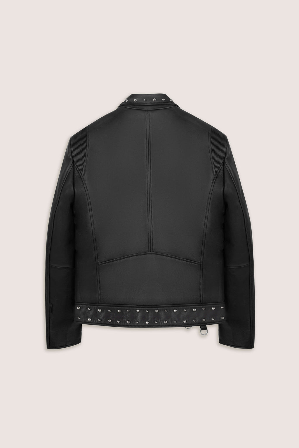 Refined Biker Leather Jacket Studded