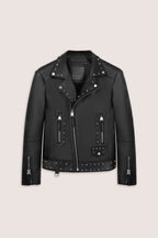 Refined Biker Leather Jacket Studded