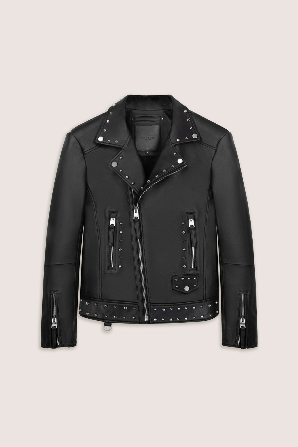 Refined Biker Leather Jacket Tall: Studded
