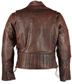 Retro Brown Cruiser Vented Biker Distressed Leather Jacket 3XL