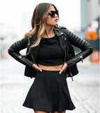 Alison Black Leather Biker Jacket