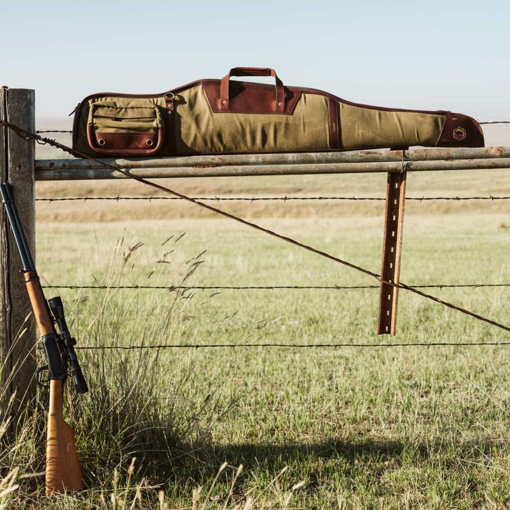 Dakota Waxed Canvas Rifle Case | Green w/ Dark Briar Leather