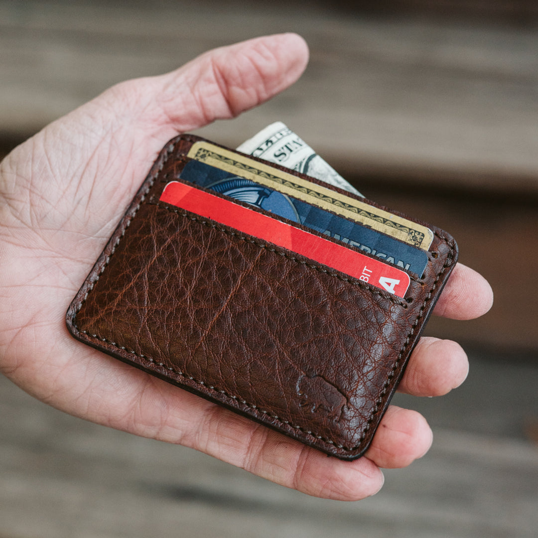 Limited Edition Roosevelt Slim ID Leather Wallet | Buffalo Grain