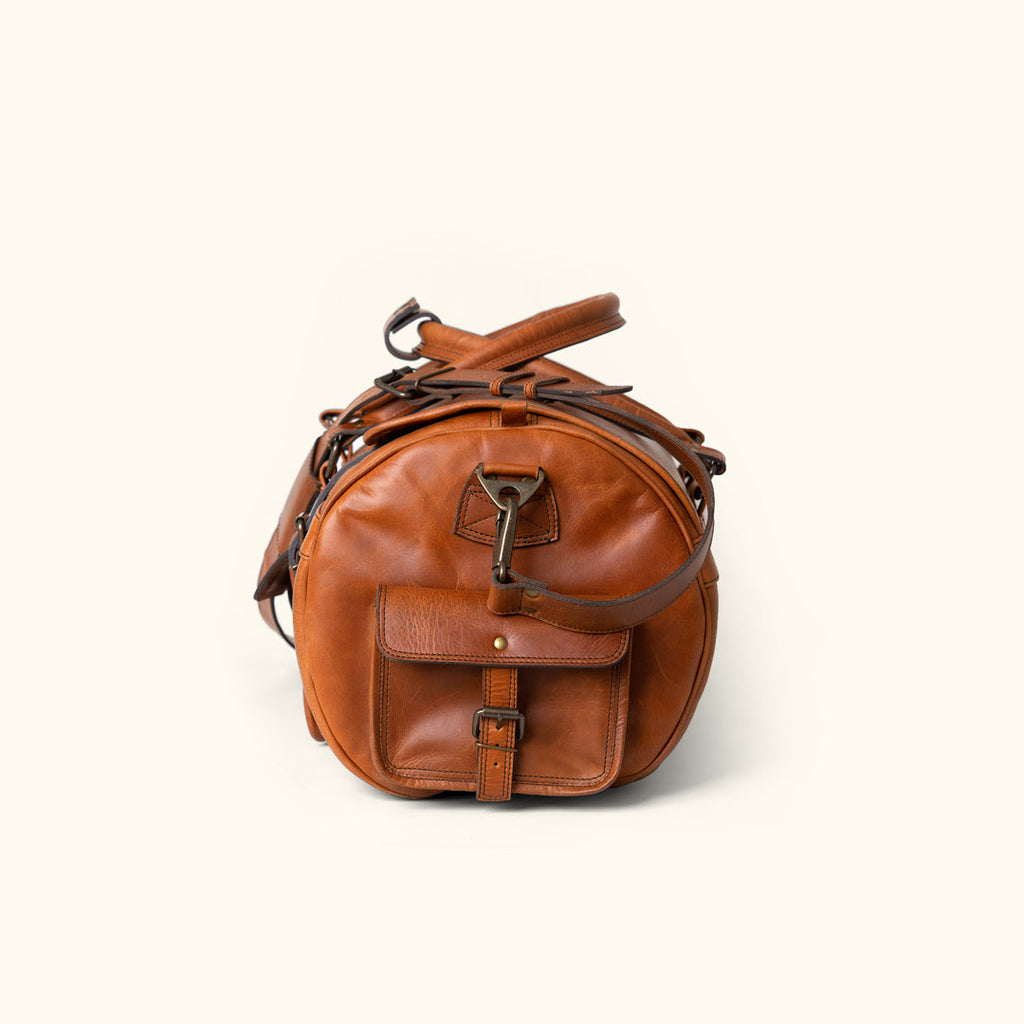 Roosevelt Buffalo Leather Travel Duffle Bag | Amber Brown