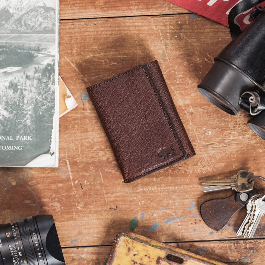 Limited Edition Roosevelt Bison Leather Trifold Wallet | Buffalo Grain