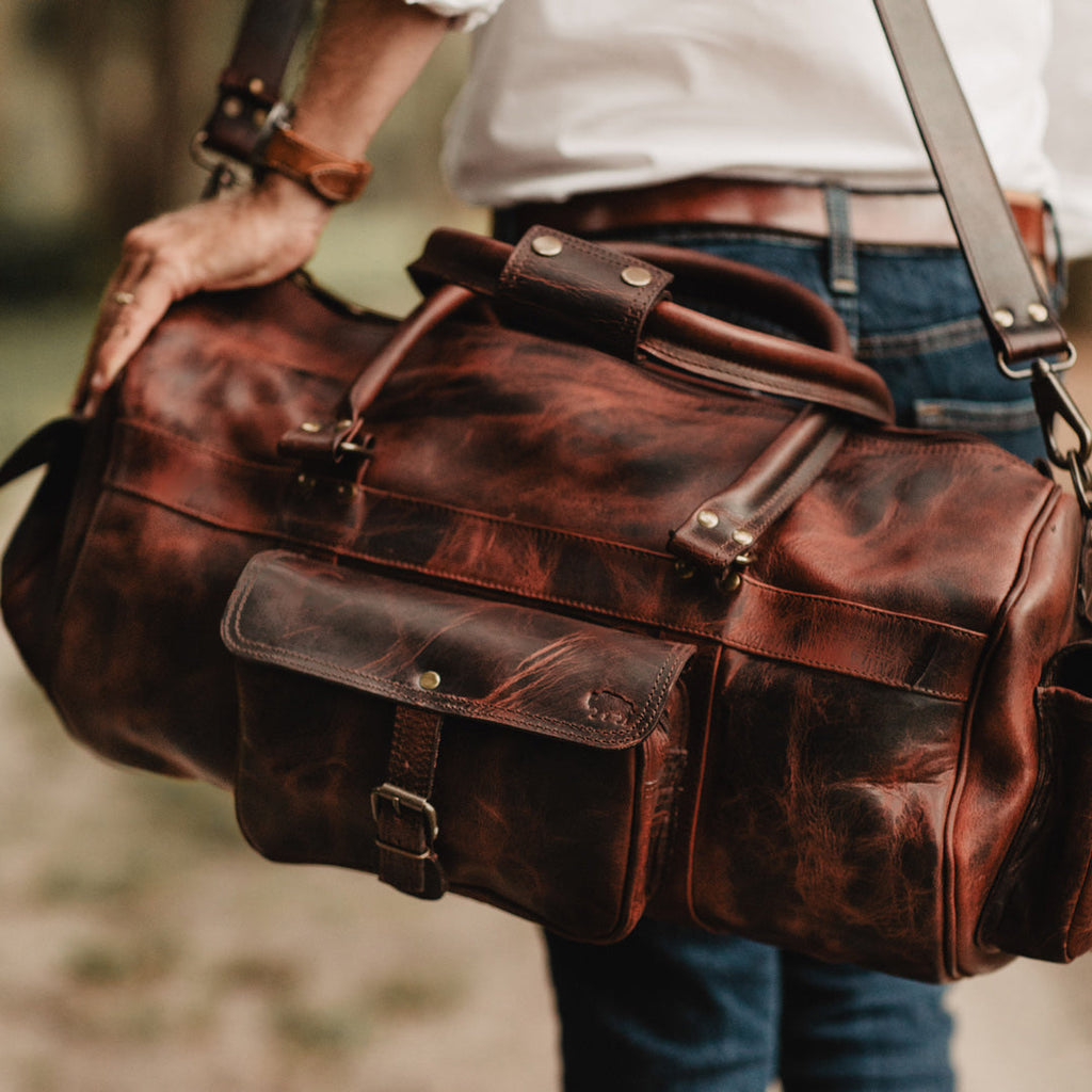 Roosevelt Buffalo Leather Duffle Bag | Dark Oak