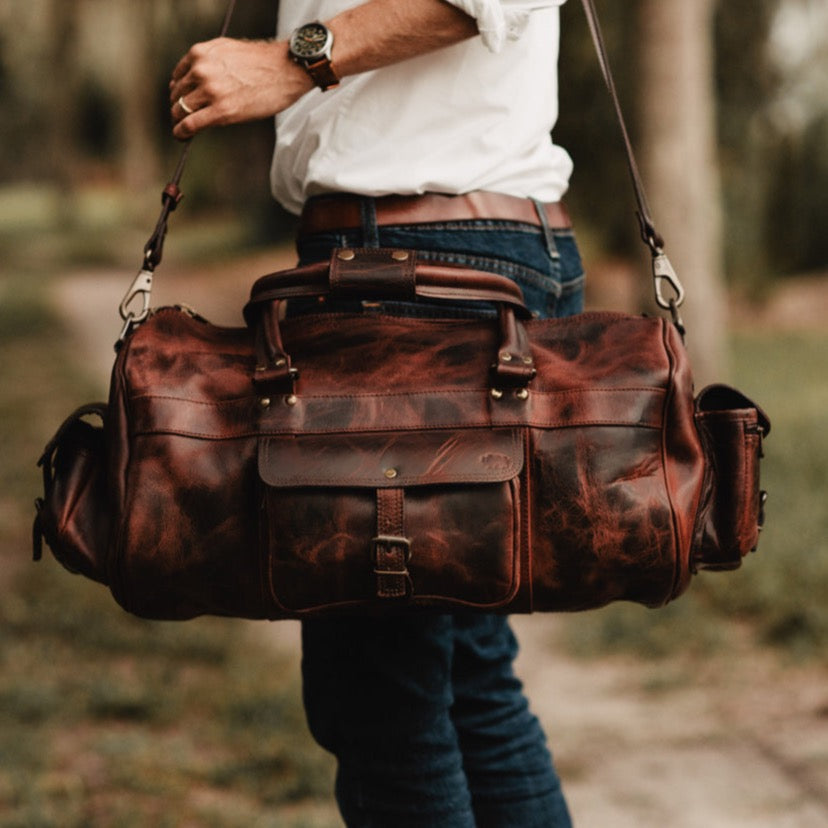 Roosevelt Buffalo Leather Duffle Bag | Dark Oak