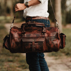 Roosevelt Buffalo Leather Duffle Bag | Dark Oak